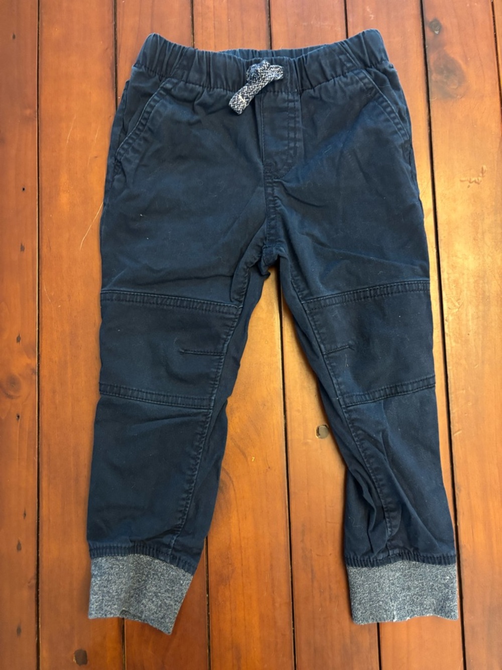 Cat & Jack Navy Pants with Heather Gray Cuffs